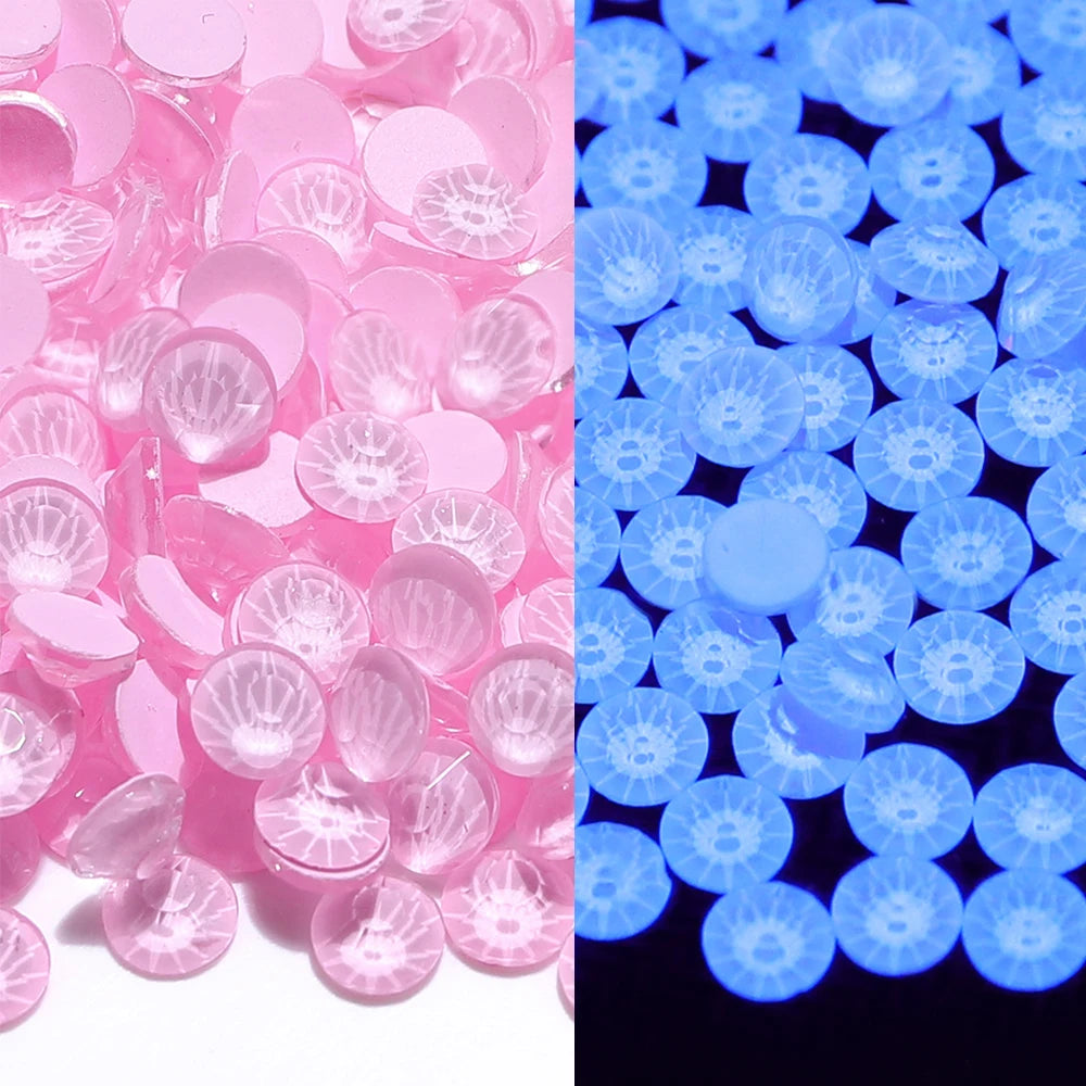 2024 New Colors Neon Glow in the Dark Bling Bling Macaron Non Hotfix Flat Back Rhinestones Glass Bulk Glass Crystal