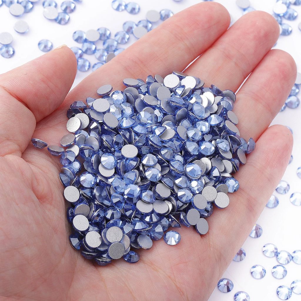 September New Colors Wholesale Baby Blue Rhinestone New Design Non Hotfix  Flat Back Crystal Glass  for DIY Nail Clothing
