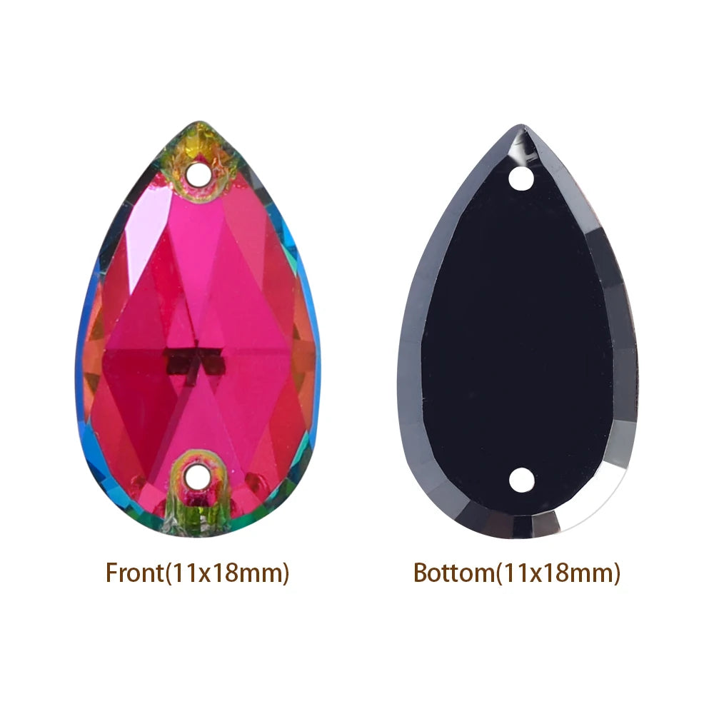 Hot Selling QIYI Brand 55 Colors Multi Size Multi Shape High Quality Flat Back Drop Sew-on Glass Crystal Rhinestones 16 Facets