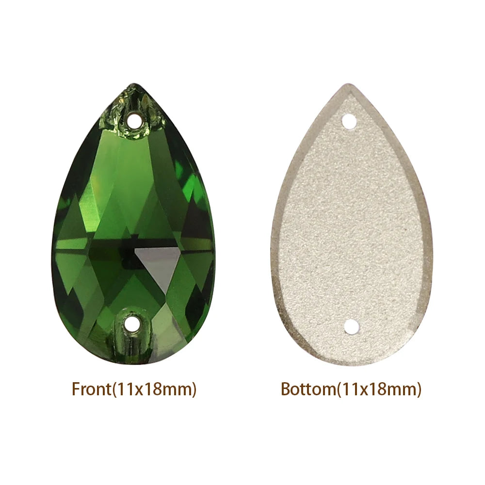 Hot Selling QIYI Brand 55 Colors Multi Size Multi Shape High Quality Flat Back Drop Sew-on Glass Crystal Rhinestones 16 Facets