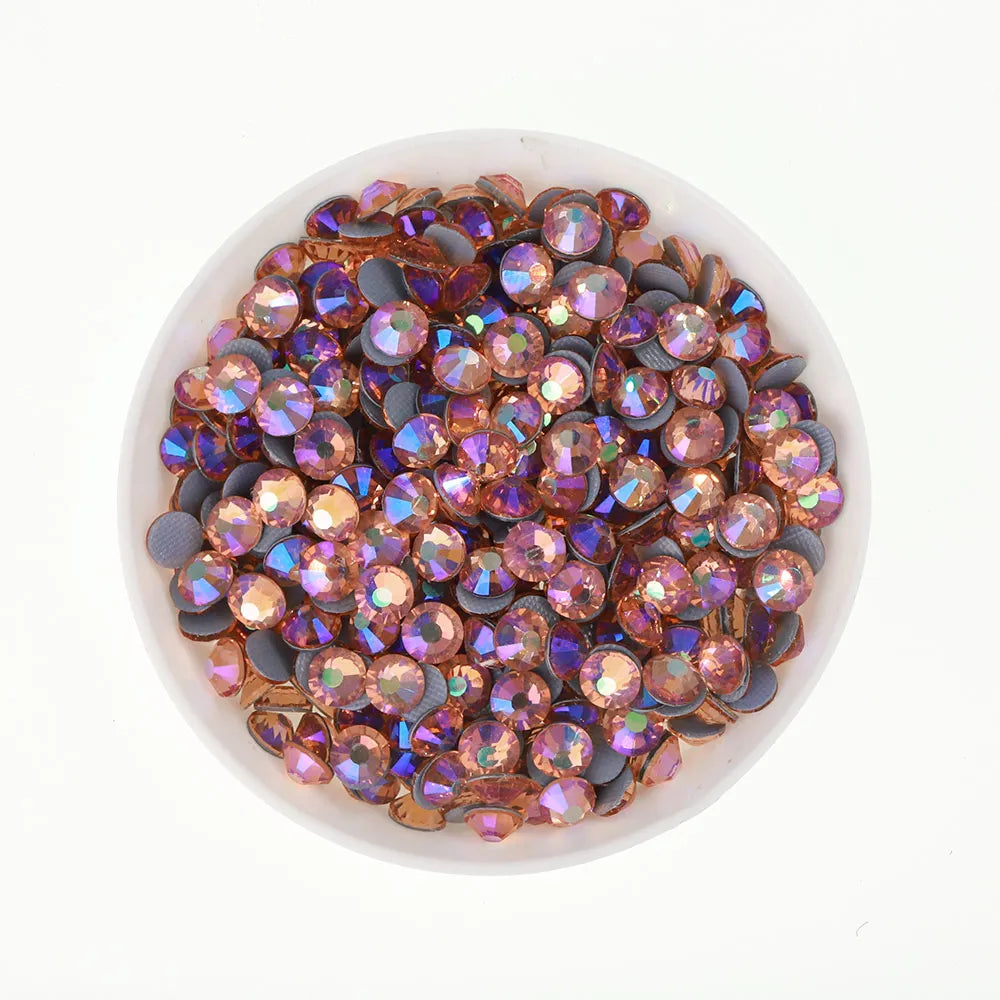 2024 Hot Fix Different Size Small Bag 1440pcs AB Color Bright Shining Clear Glass Crystal Rhinestones for Garment Decoration