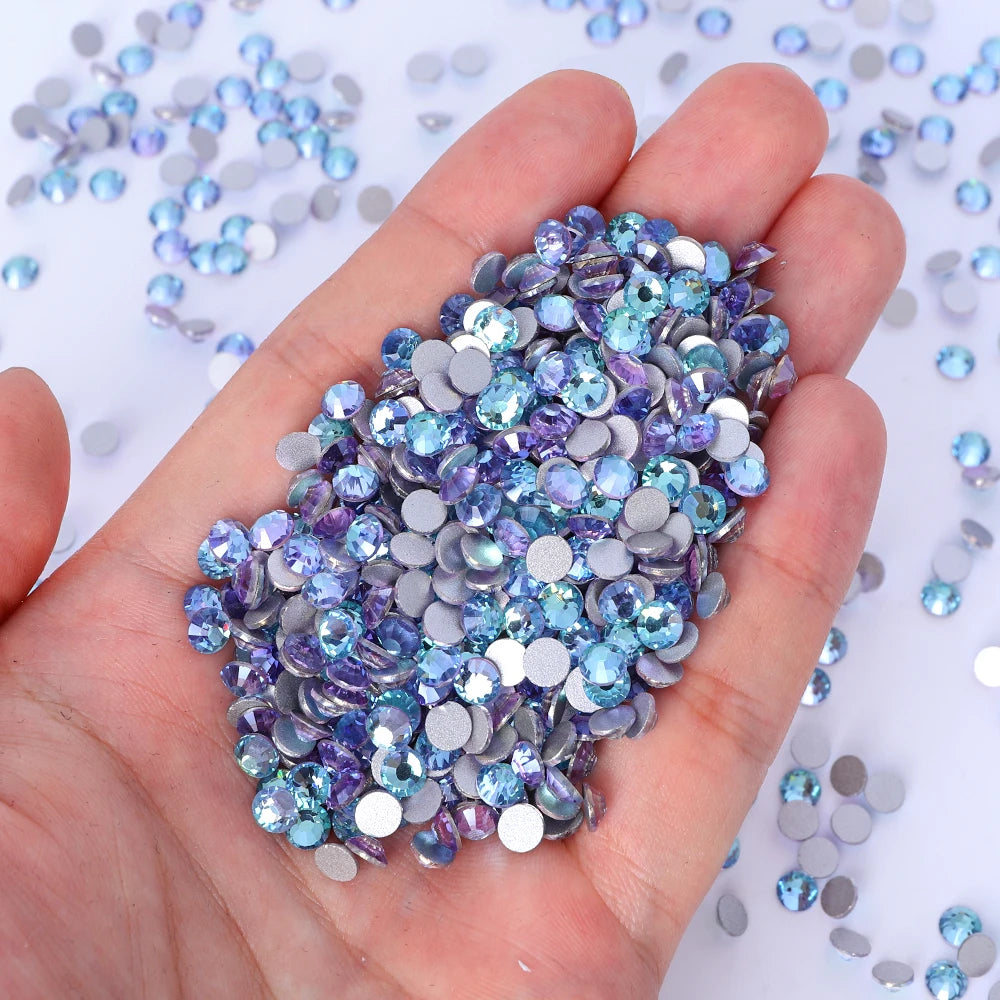 QIYI Wholesale Top Quality Non Hot Fix Strass Nail Stones Flatback Glass Crystal AB Rhinestone