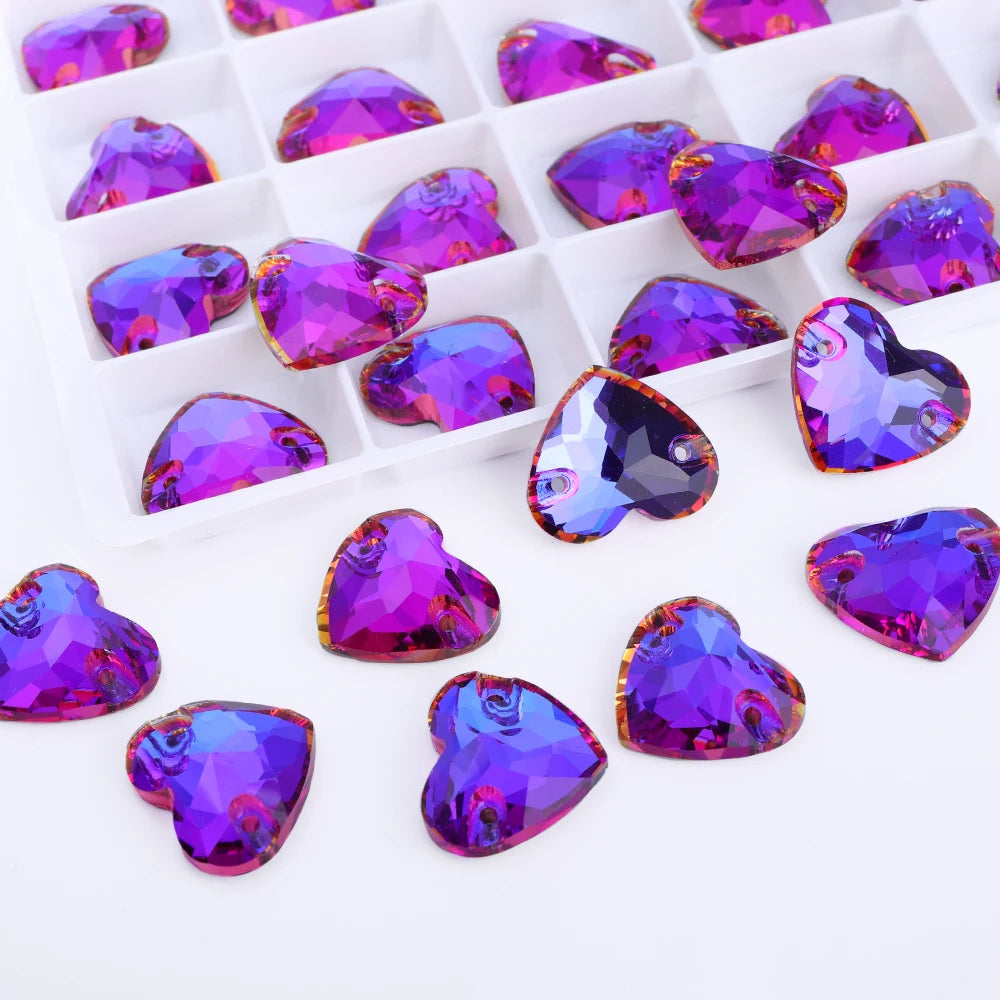 Wholesale Heart Sew on Rhinestone K9 Glass Crystal 3259 Heart Crystal AB Sew-on Stones and Crystals for Dress Decoration