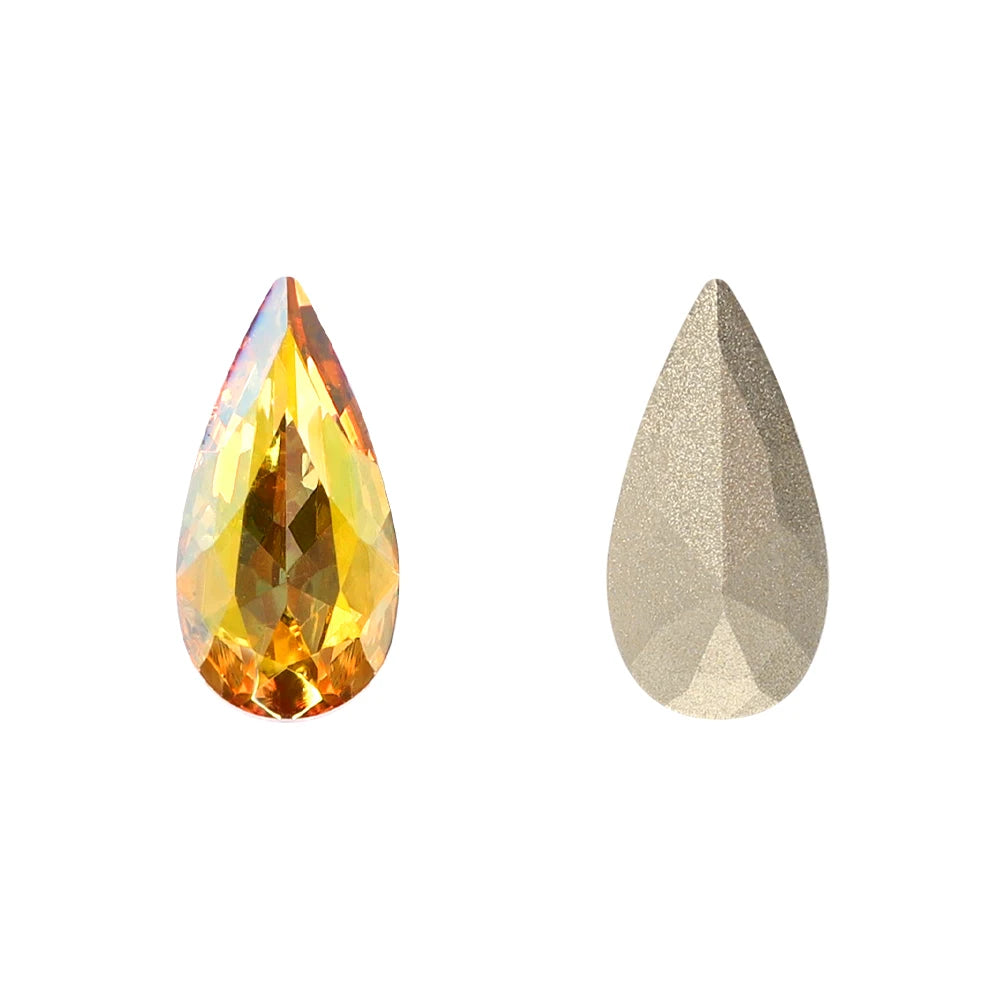 QIYI K9 Glass Tear Drop Shape Effect Color High Quality Fancy Shape Sparkling Bright Shining Point Back Stones for Decoration