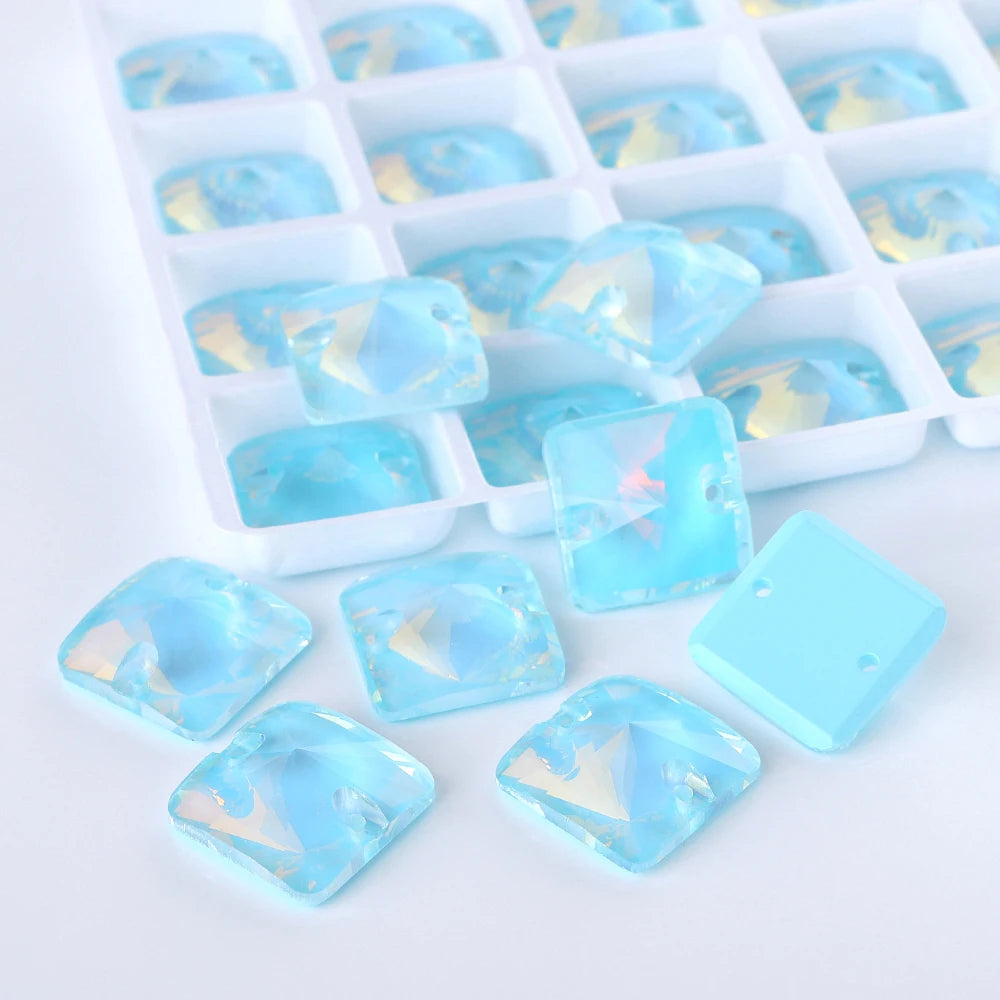 Rivoli Square 15Colors K9 Ready to Ship Glass Sew-on Rhinestone Bling Bling Accessories for Decoration Garments Dress