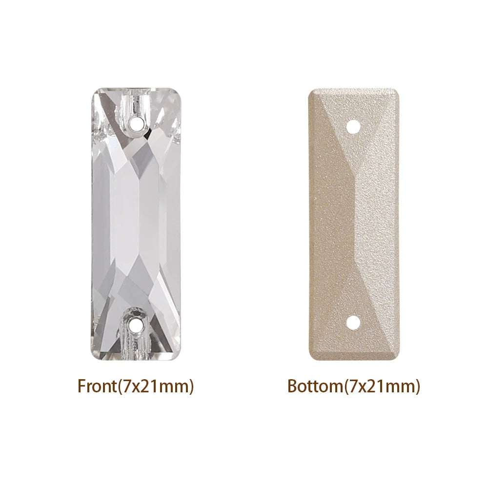 2024 QIYI 14+ Different Colors and Size Long Strip Shape Flat Back Pure Hard Glass Crystal Sew-on Rhinestones for Garment