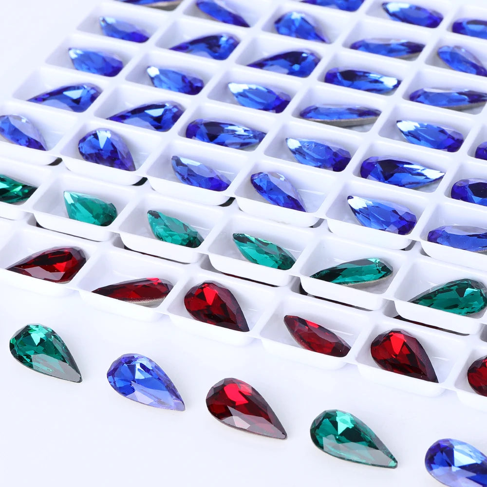 New Arrival Tear Drop Shape K9 Glass Grade AAAAAA Fancy Shape Sparkling Bright Shining Point Back Loose Customized Rhinestones