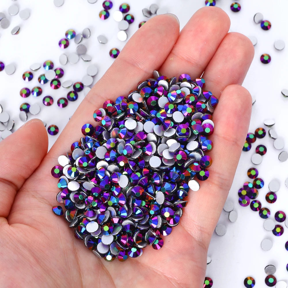 QIYI Wholesale Purple Pink  Brown Over 200 Colors Non Hotfix FlatBack Stone Glass Crystal AB Rhinestones for Tumbler