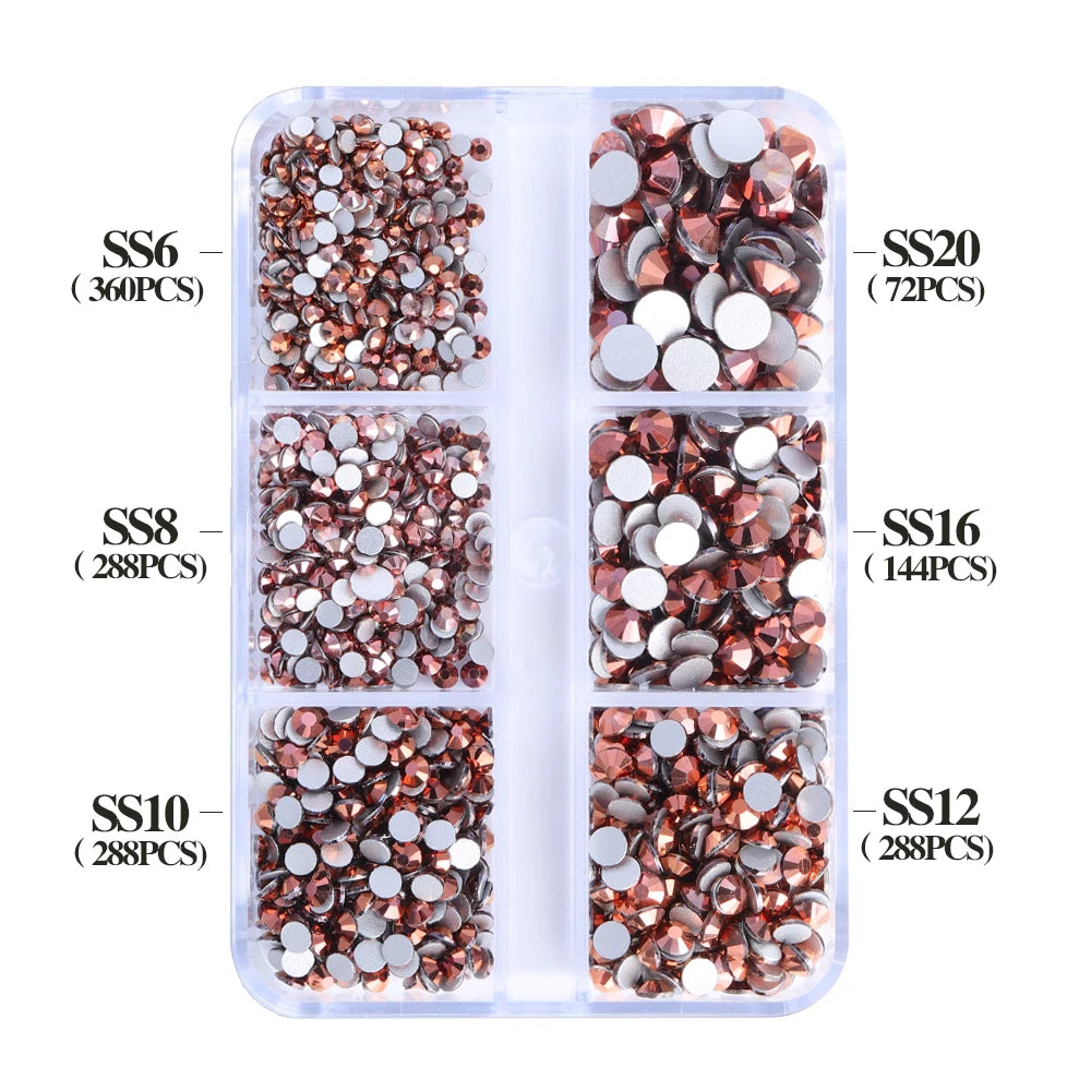 Wholesale 6 Grid Bling Over 80 Colors Mixed Sizes Crystal AB Crystal Glass Flat Back Glass Rhinestones for Clothing