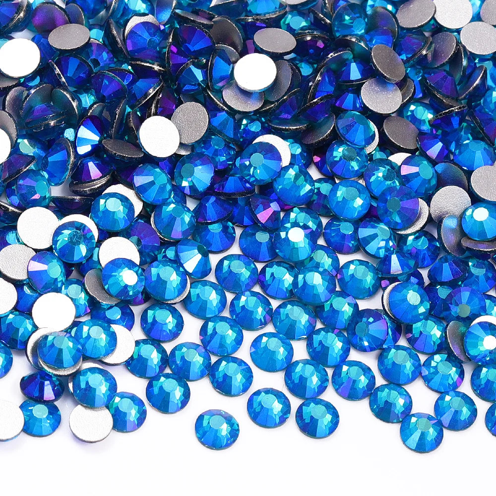 Blue Colors Glass Bling Crystal Wholesale Rhinestone Non Hotfix Flat Back Crystal Glass  for Clothing Accessories