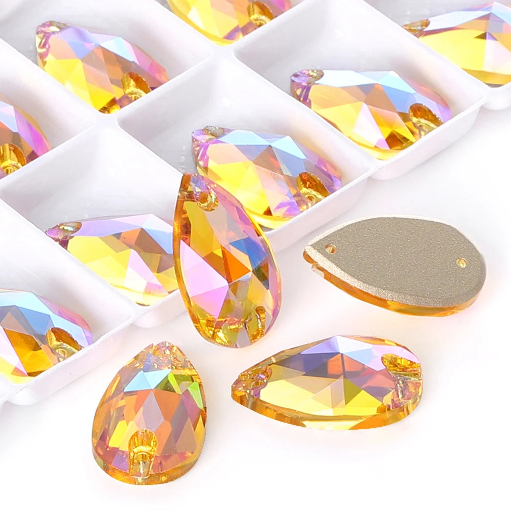 QIYI Drop Sew-on Rhinestones 60+ Colors Bulk Non Hotfix Flatback Coloful Rhinestones Sewing Strass Bling for Jewelry Dress