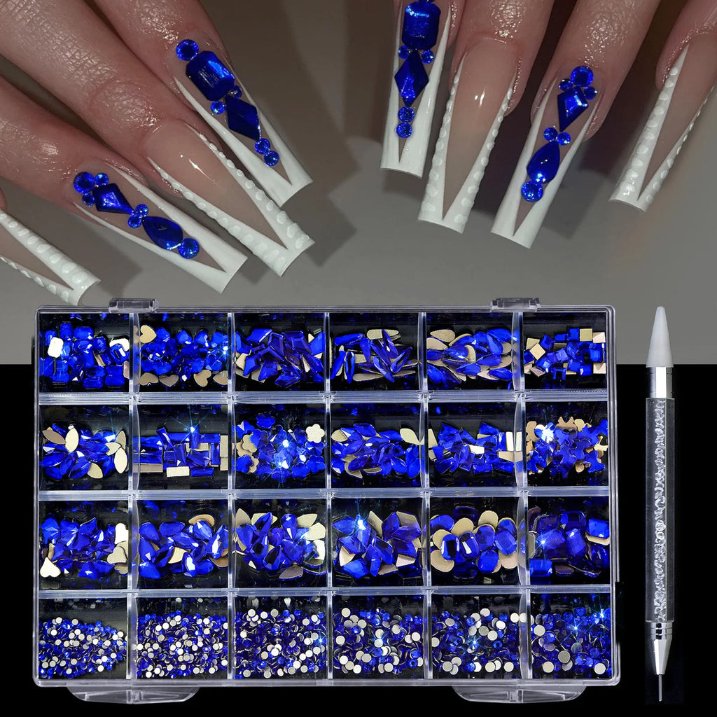 Song Shuo Hot Sales Mix Size Nails Art Crystal Cristal Decoration Red Flat Back Rhinestone Set Kits Stone for Nail