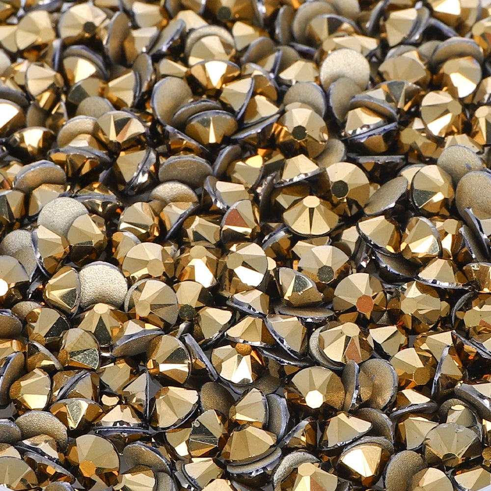 Factory Wholesale Glistening 2088 16 Cut Facets Multi Colors Size Flat Back Golden Bottom High Quality Rhinestone for Garment