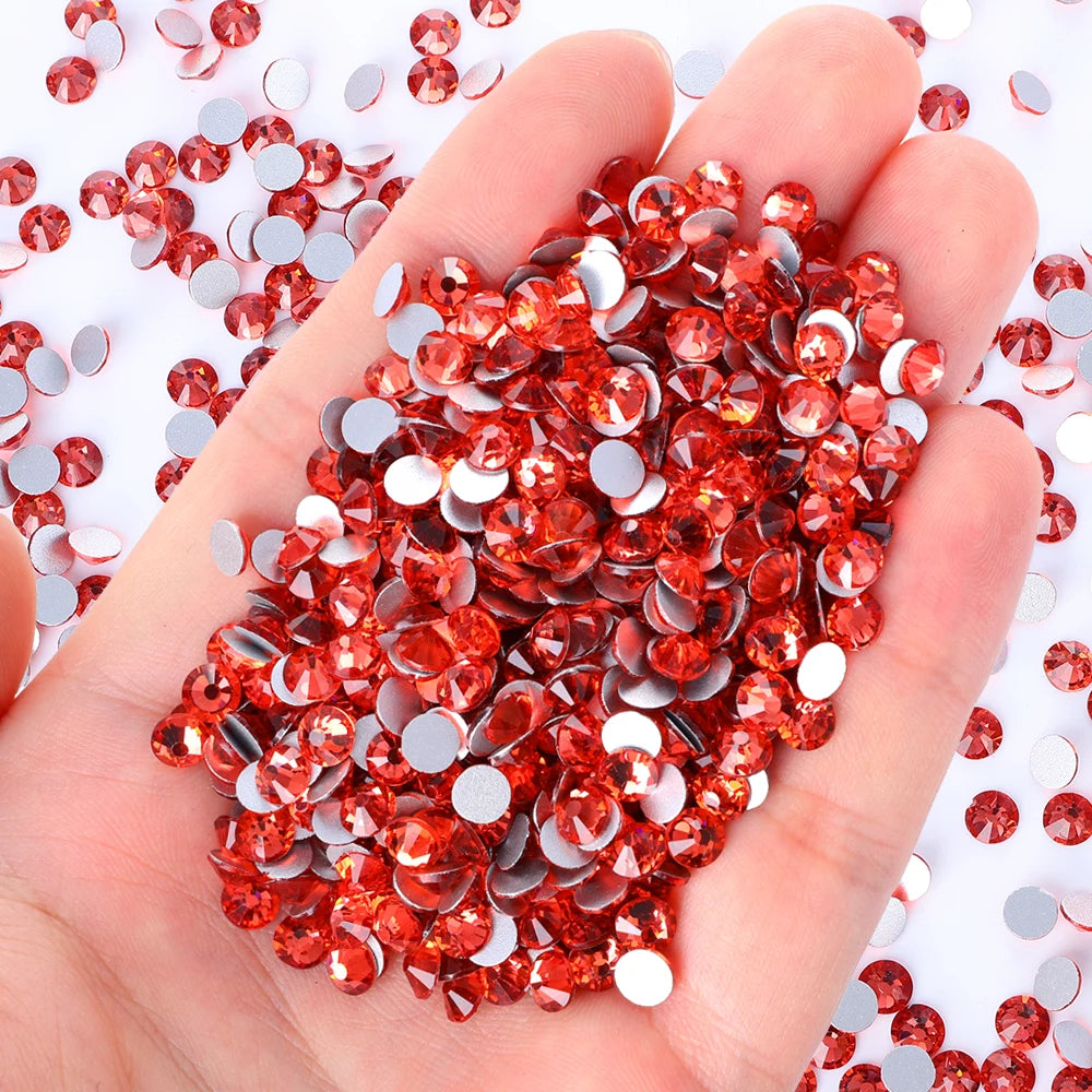 Ready Stock 10 Kinds Red Colors S6-SS30 Bulk Regular Cut 12 Facets 4A+ Rhinestones Crystal Angola 2024 New Design Glass Clothing