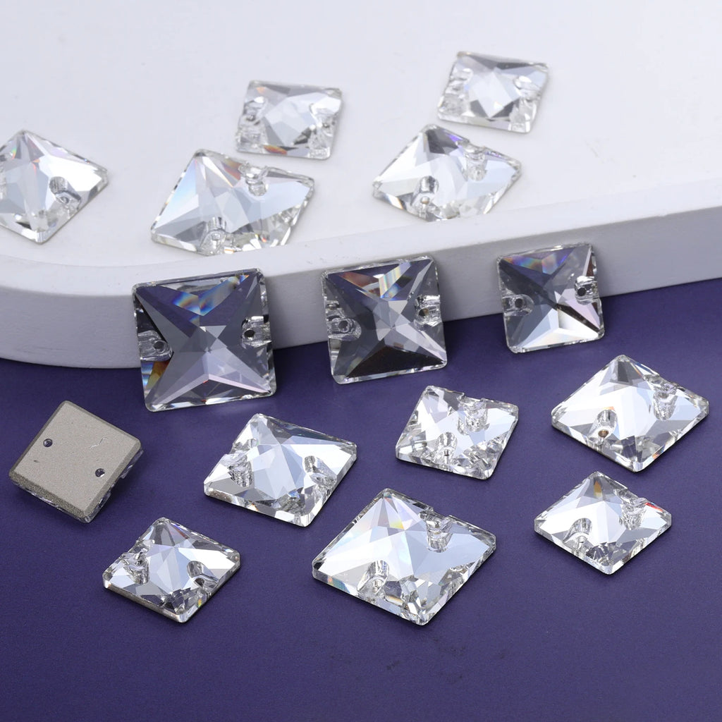 QIYI 3240 High Quality K9 Glass Crystal Rhinestones Glass Beads Triangle Sew-on Crystal Stones for Wedding Dress Bags Shoes