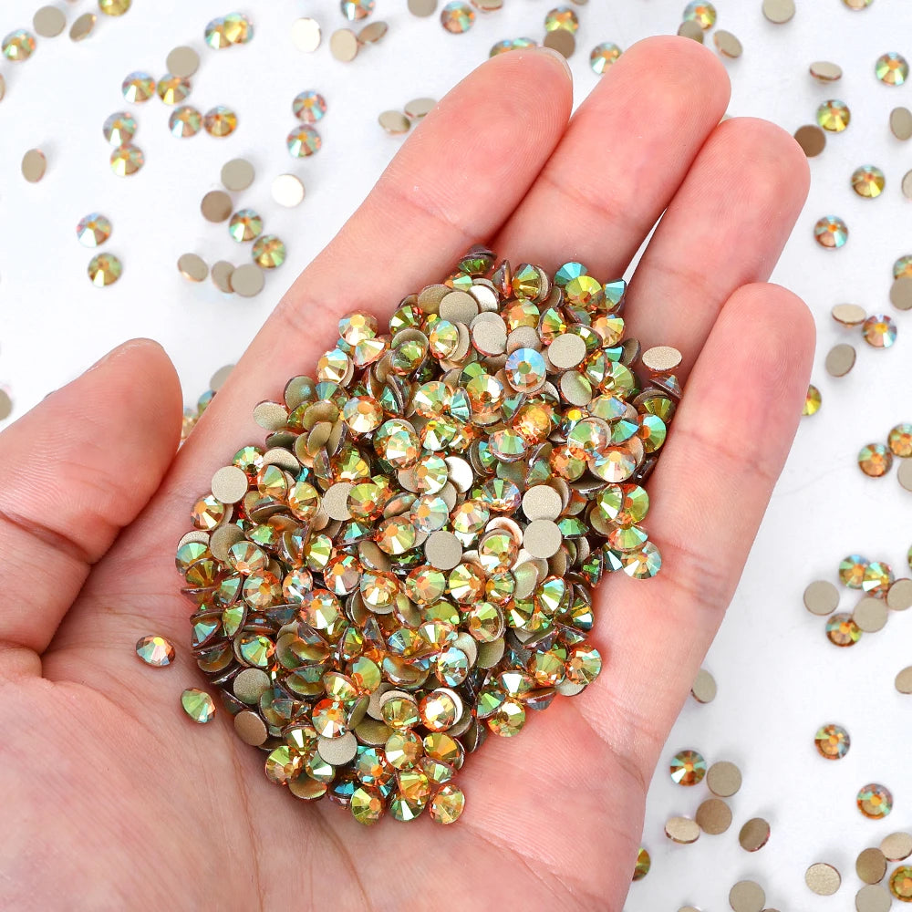 Wholesale Brown Glass Nail Rhinestones Bling Bling Loose Rhinestones for Nail Art Decoration Non-Hotfix Design
