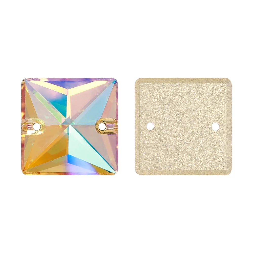 Wholesale Custom Square Sew-on Loose Rhinestones 5A Quality Crystal FlatBack 2 Holes 12 Facets Sewing Bling Decoration
