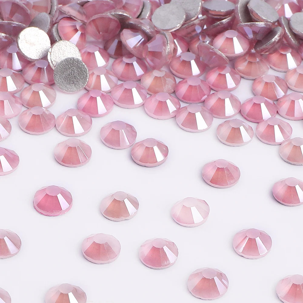 Multicolor Wholesale Mocha Pink Crystal Rhinestones Glass Flat Back Non Hot Fix Crystal AB Rhinestones in Bulk