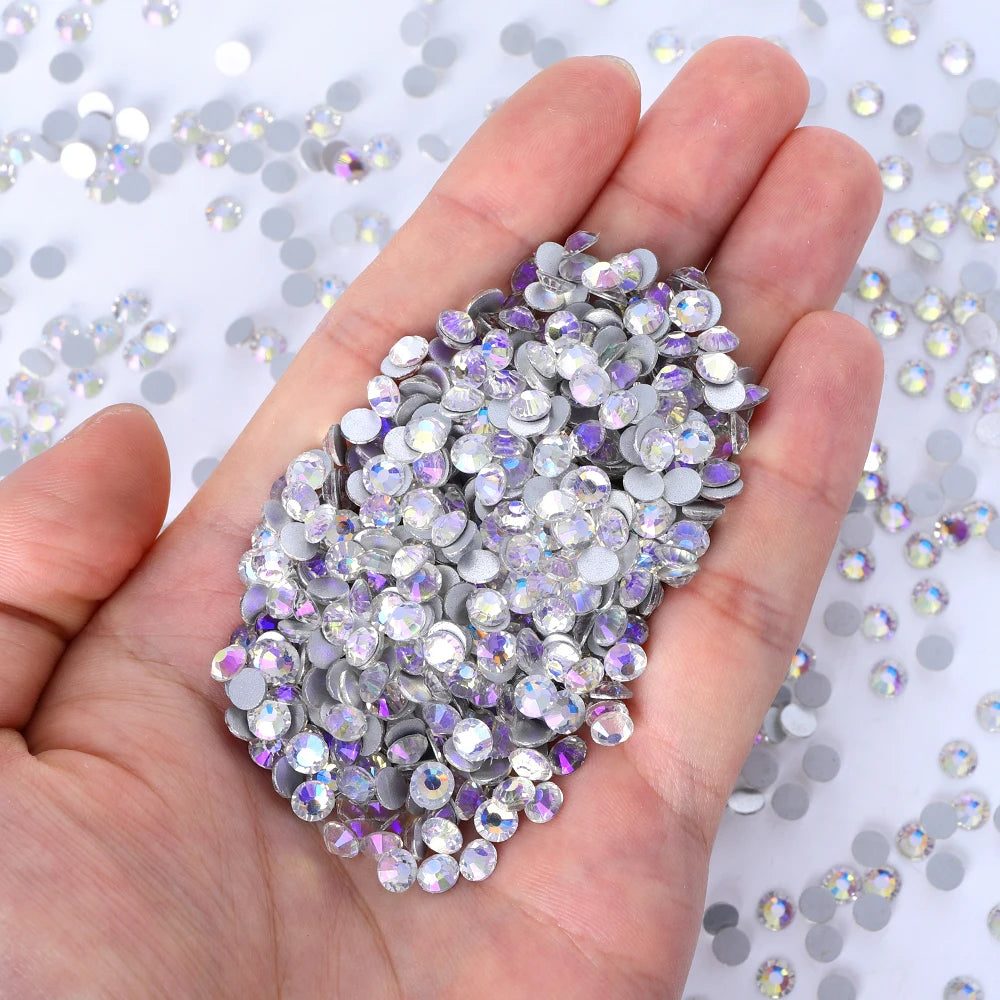 QIYI Wholesale 14400pcs Bulk Package Non Hotfix Rhinestones Glitter Bling Glue on Rhinestones for Accessories