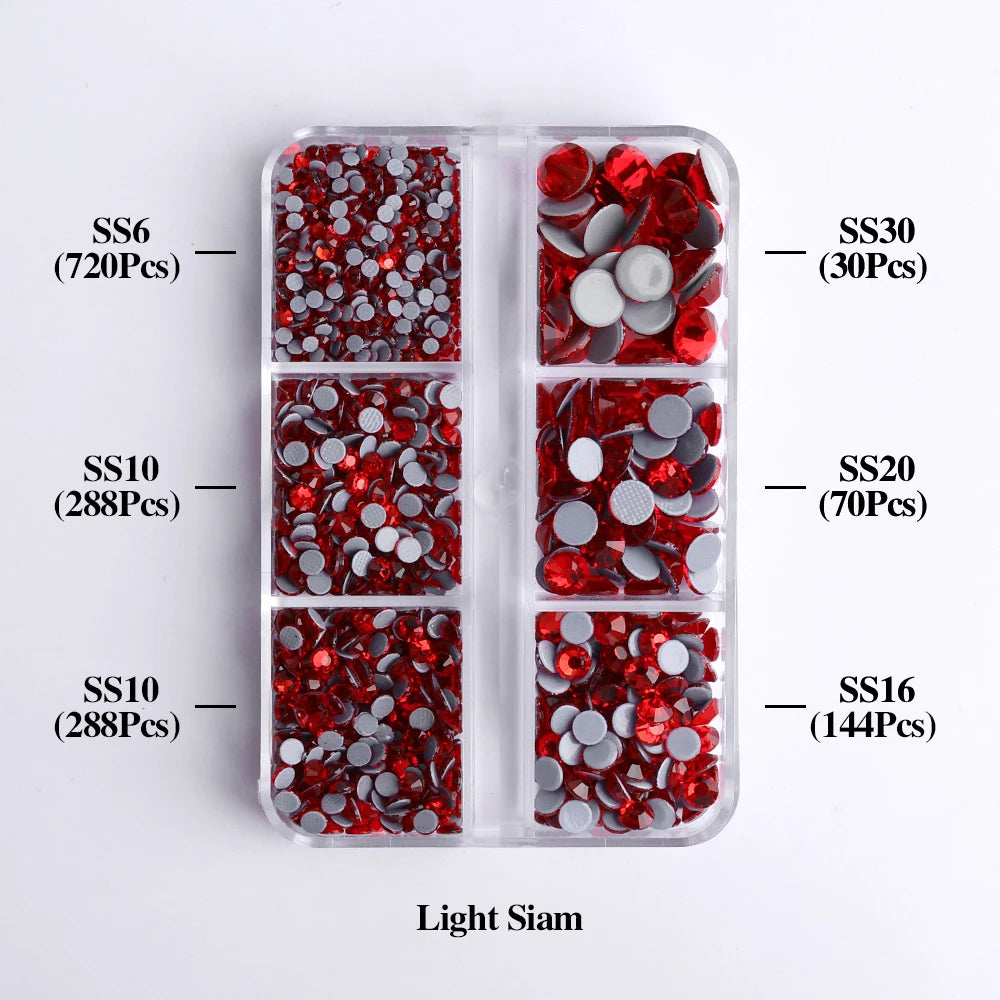 Hot Selling 6 Grid Hotfix Rhinestone Kit Mix Box Nail Charms Crystals Rhinestones Wholesale Stones for Jewellery Making