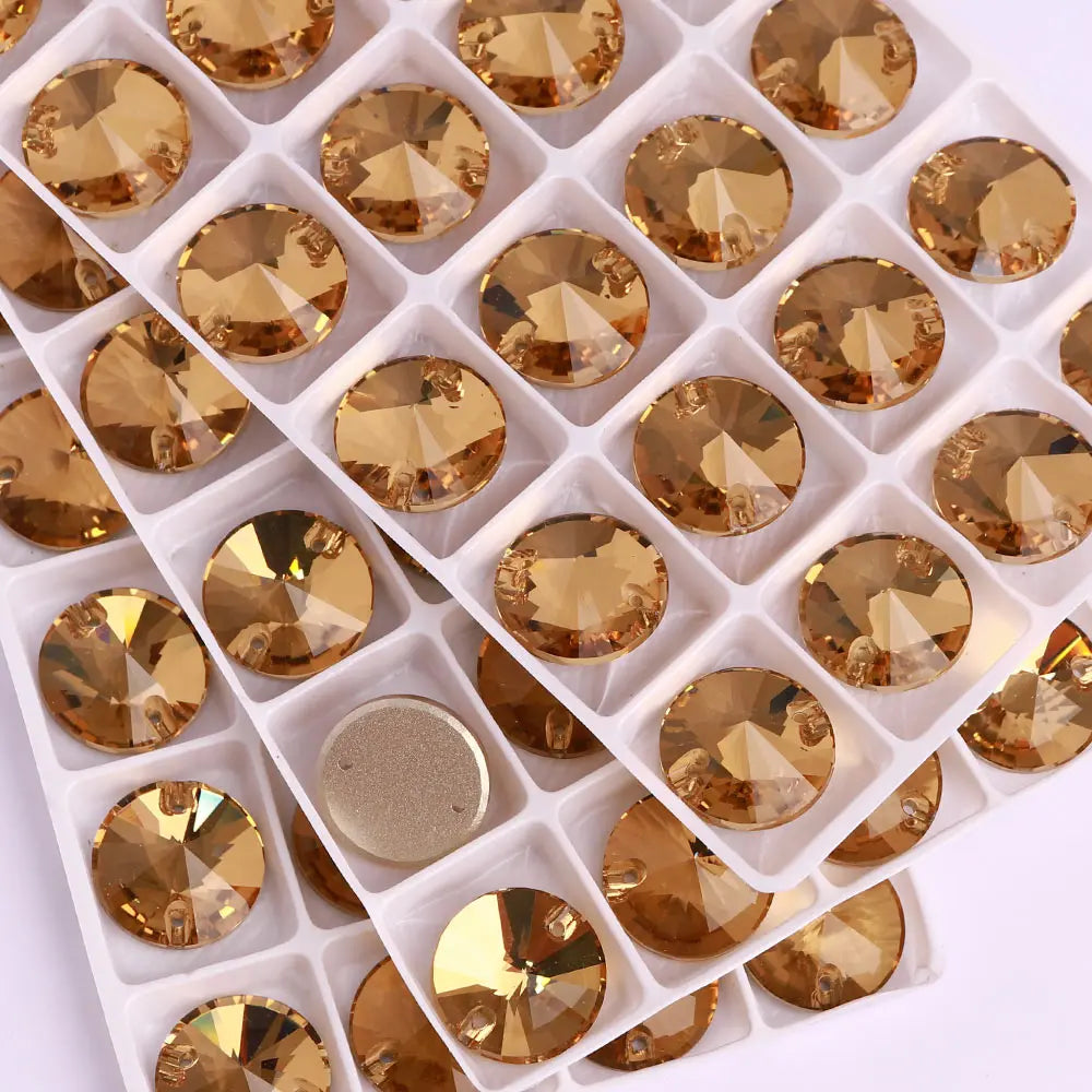 Top Quality Rivoli  80+ Colors Rhinestones Crystal AB Sew-on Rhinestones Glass Gems Clothing Flatback Sewing Stones for Women