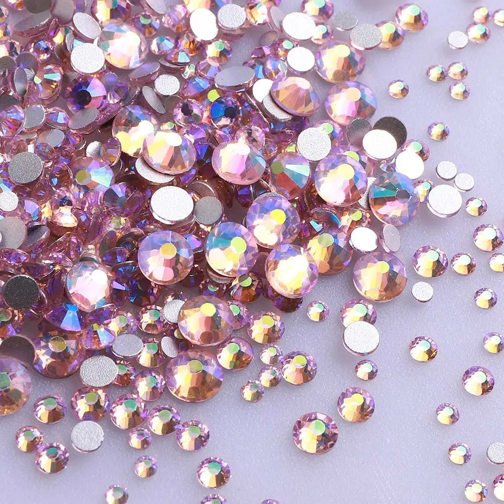 Wholesale 100 Colors Ss4-ss20 Mix Size Strass Crystal Rhinestones Non Hotfix Round Glass Stones Glue on Nail Gems Decoration