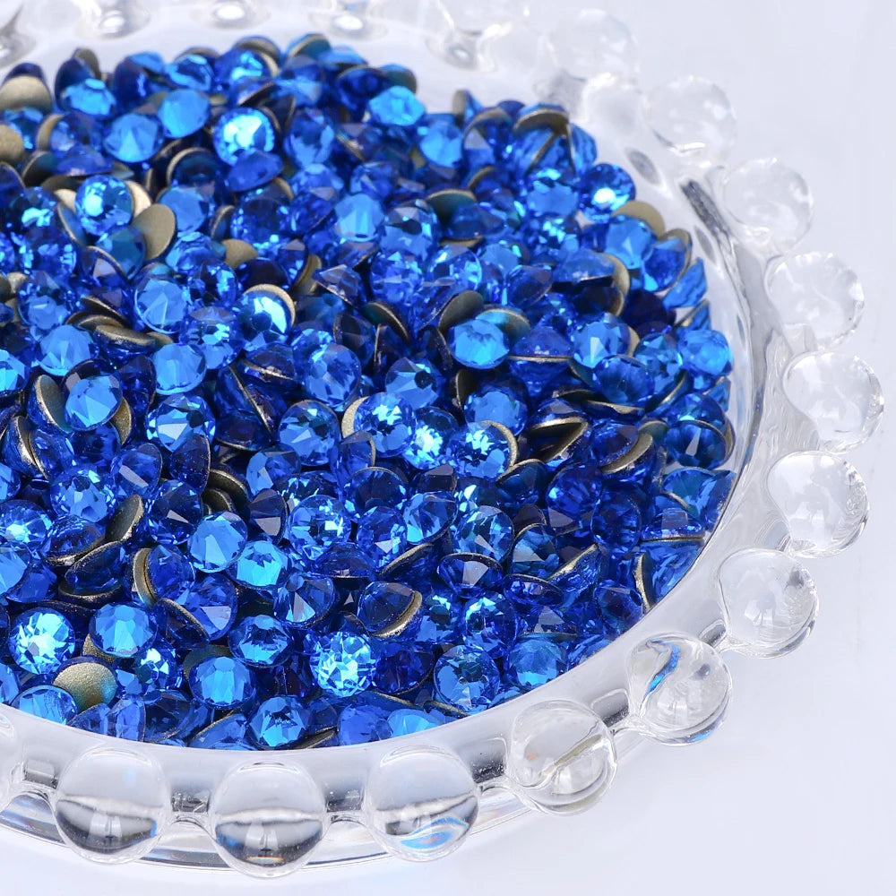 SS10-SS40 Colorful Non Hotfix Rhinestones Golden Base Flat Back Bling Glitter Glass Stones Crystal Strass Diamond for Nail