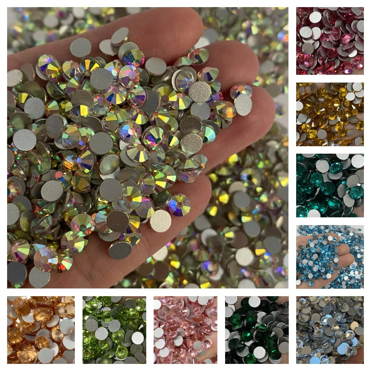 Wholesale Factory Price Multi Sizes Colorful Crystal AB Rhinestones Nail Rhinestones Bulk  for DIY Crafts