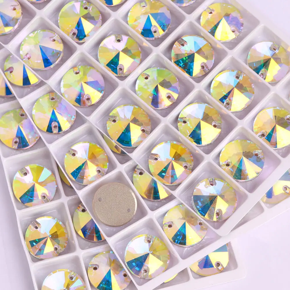 Top Quality Rivoli  80+ Colors Rhinestones Crystal AB Sew-on Rhinestones Glass Gems Clothing Flatback Sewing Stones for Women