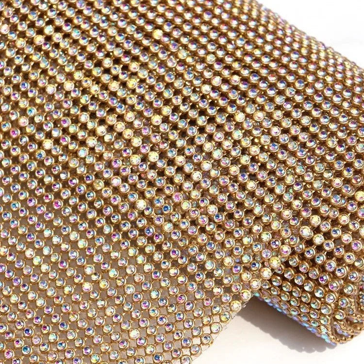 Wholesale 45*120cm Rhinestones Sheet Metal Trim Aluminum Crystal AB Rhinestone Fabric for DIY Clothing Accessories