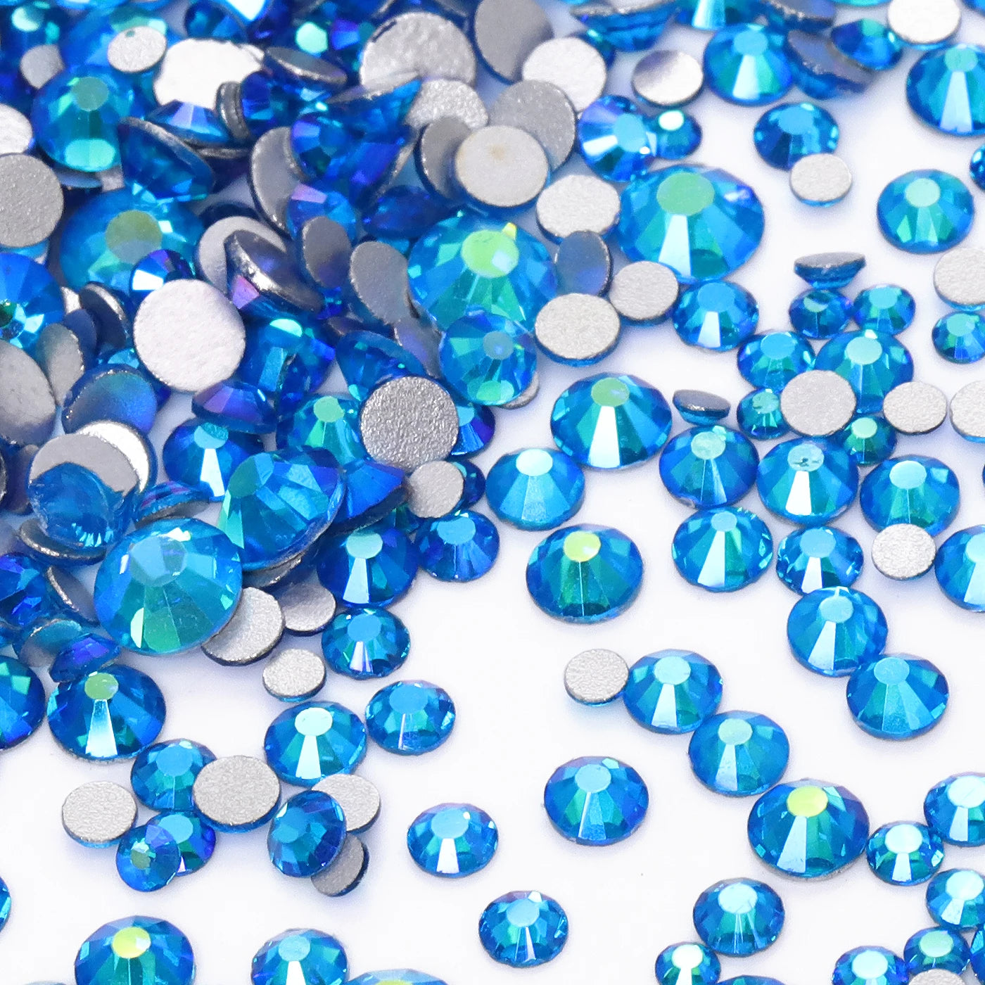QIYI High Quality Glass Crystal AB Rhinestones  Mixed Size Ss3-ss20  Non Hotfix Flatback Crystal Rhinestones for Clothing Fabric