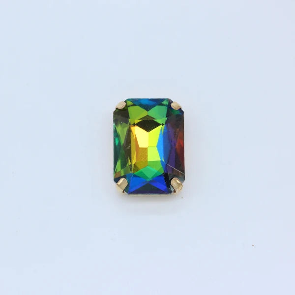 All-size 24-colors Flatback rectangle sew on glass stone Gems sewing crystal rhinestone gold plated button clothes Decorations
