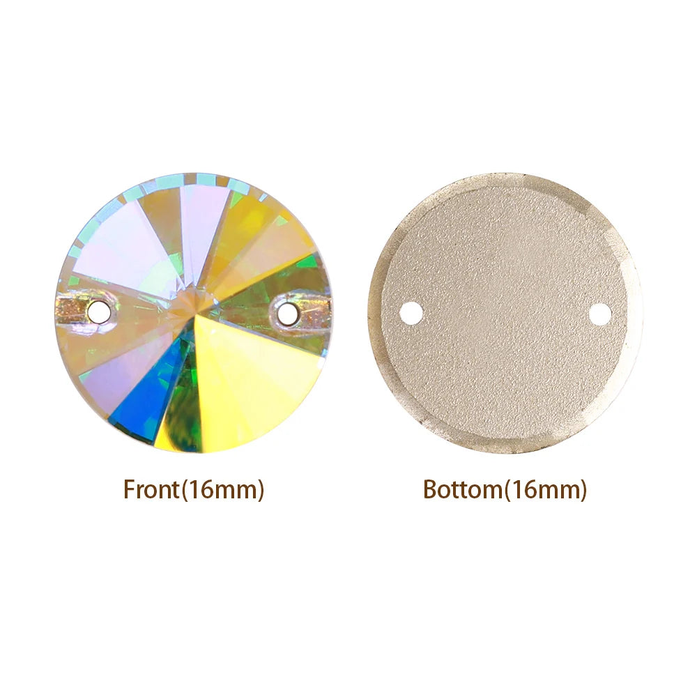 3200 QIYI Innovative Design Top Quality Rivoli Shape Flat Back Glass Crystal Sew on Rhinestones for Designer Garment Decoration