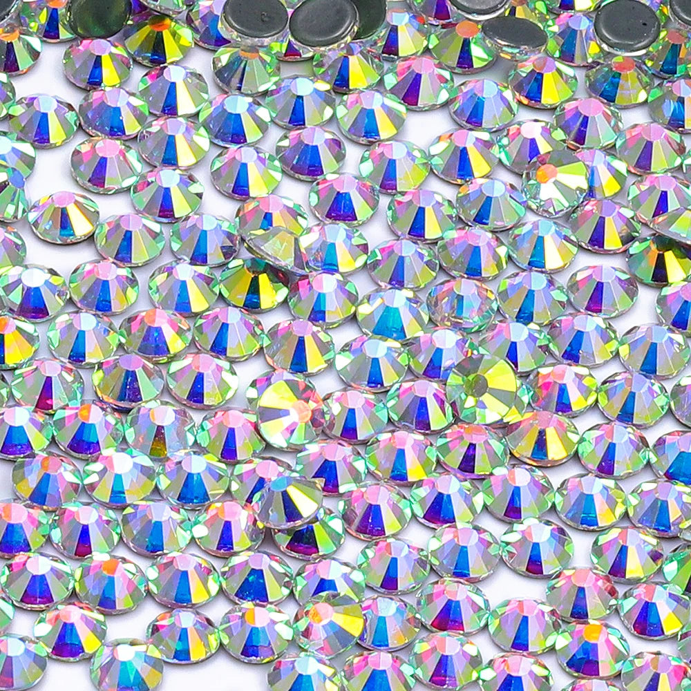 Factory Price Hotfix Glass Crystal Flat Back Rhinestone Round Hotfix Crystal Stone Shine Blilng  for Clothing Accessories