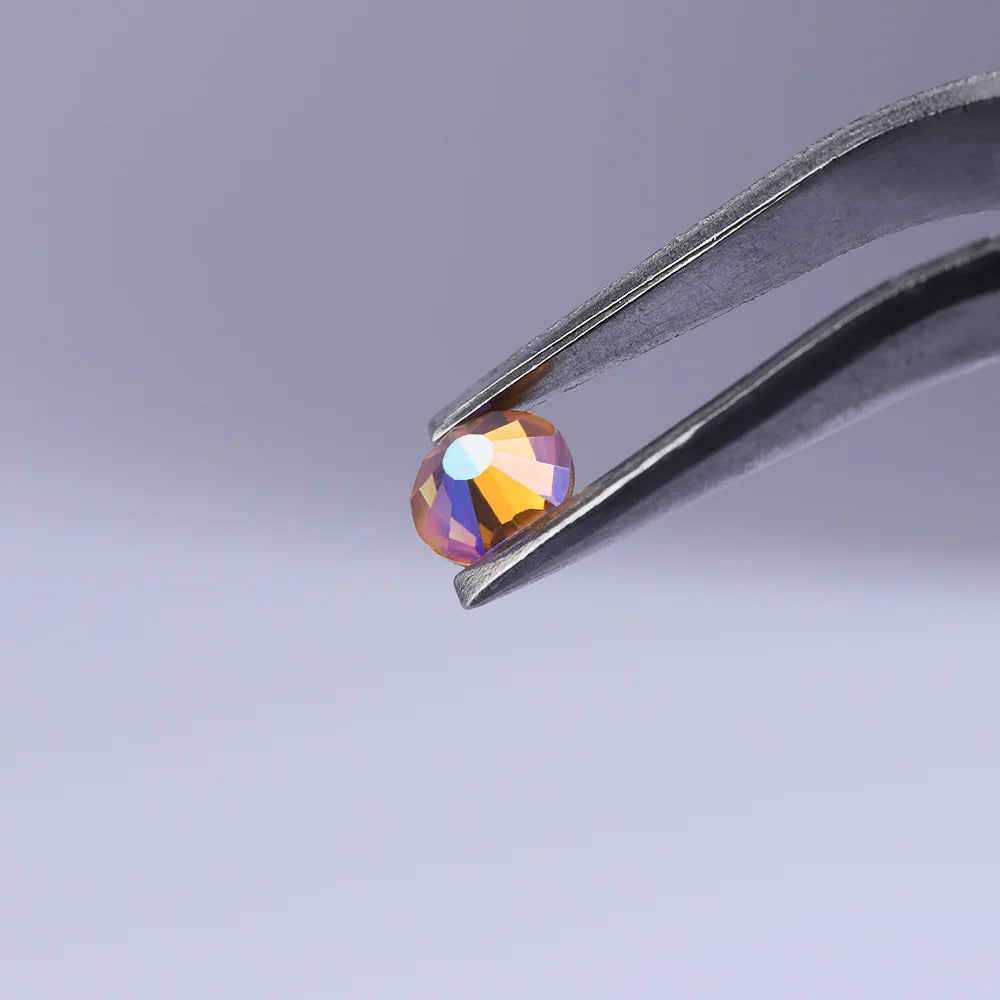 Diamond Stone Champagne Factory Wholesale Crystal AB Glass Flat Back Non Hot Fix Crystal Rhinestone in Bulk Silver 1 Bag Glue on