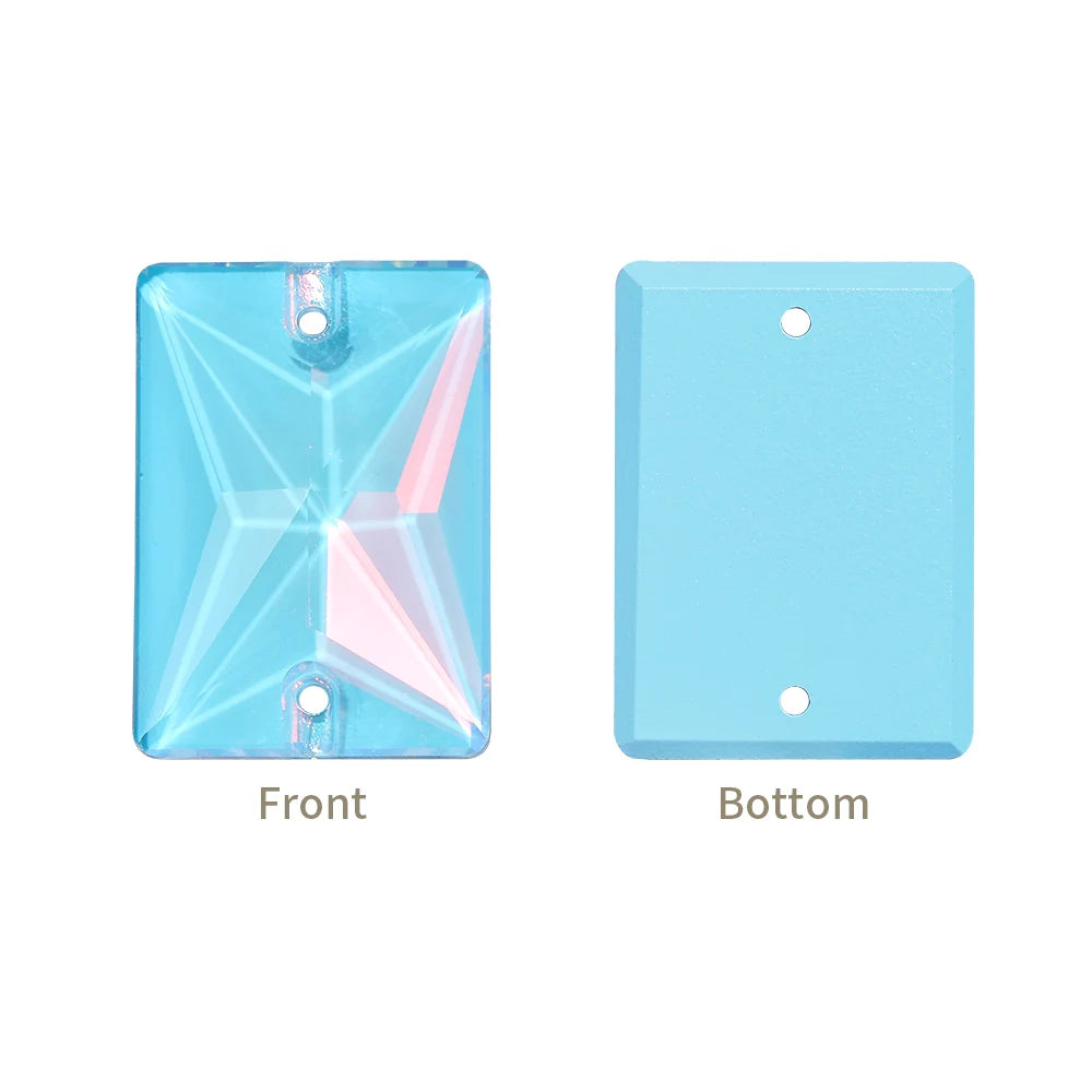 QIYI Multi Colors and Size Rectangle Sew-on Stone for Choice Clear Glass Flat Back Top Quality Sew on Rhinestones (3250)