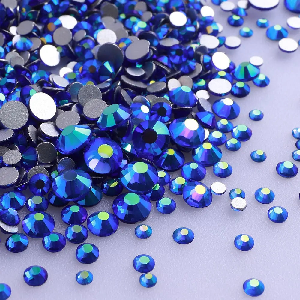 Wholesale Rhinestones 200 Colors 1440pcs  Mix Size Glue on Glass Flat Back Rhinestone Bulk Glass Rhinestone Crystal for Garment