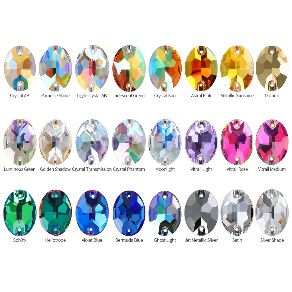 Wholesale Oval Crystal Sew-on Rhinestones K9 Glass Sew on Stones Garment Beads Clothing Sewing Accessories