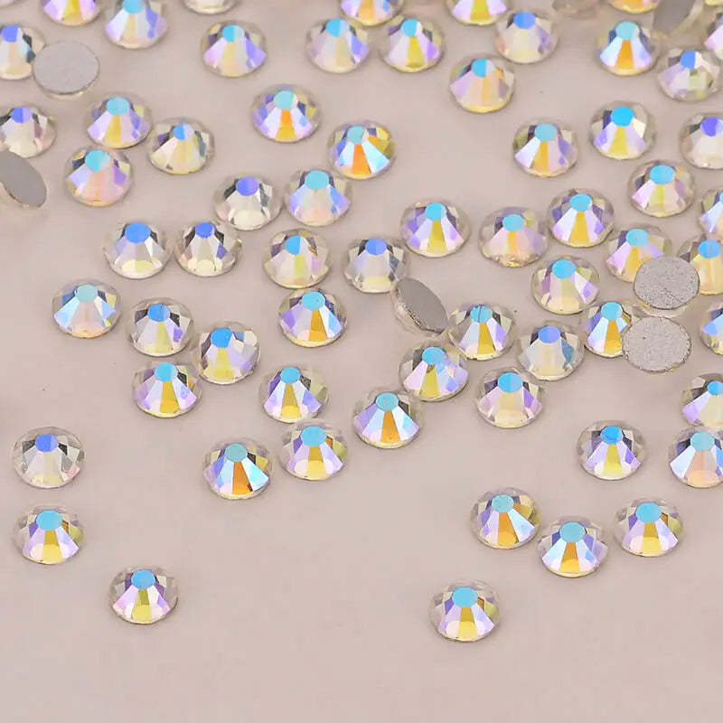 Wholesale Colorful Glitter Glass Rhinestones Flat Back Non Hotfix Crystal Rhinestone Nails for Earring Jewelry Accessory
