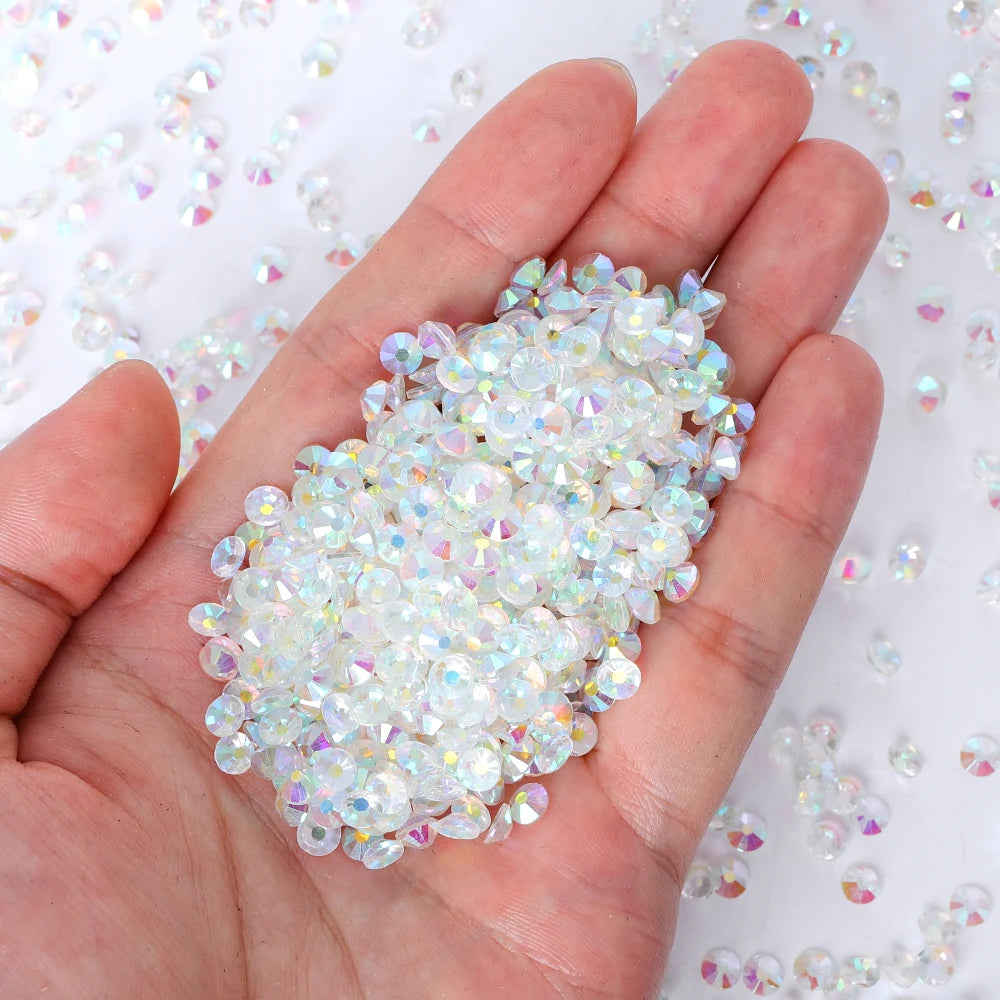 QIYI Wholesale Top Quality Non Hot Fix Strass Nail Stones Flatback Glass Crystal AB Rhinestone