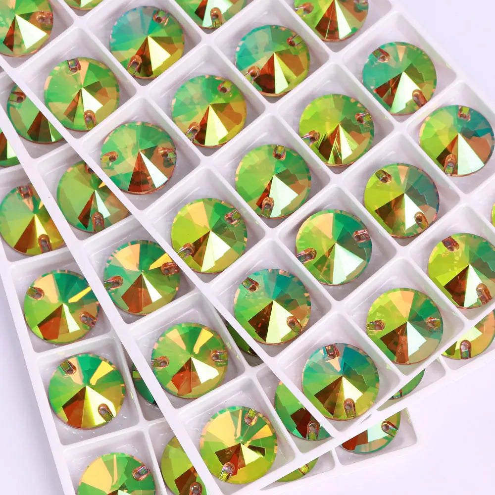 Top Quality Rivoli  80+ Colors Rhinestones Crystal AB Sew-on Rhinestones Glass Gems Clothing Flatback Sewing Stones for Women