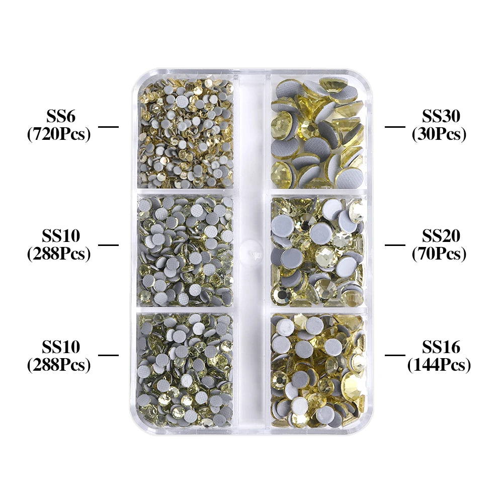Wholesale SS6 SS10 SS16 SS20 SS30 6 Grid Mix Size Clear AB Rhinestone Hotfix Rhinestones for Costumes