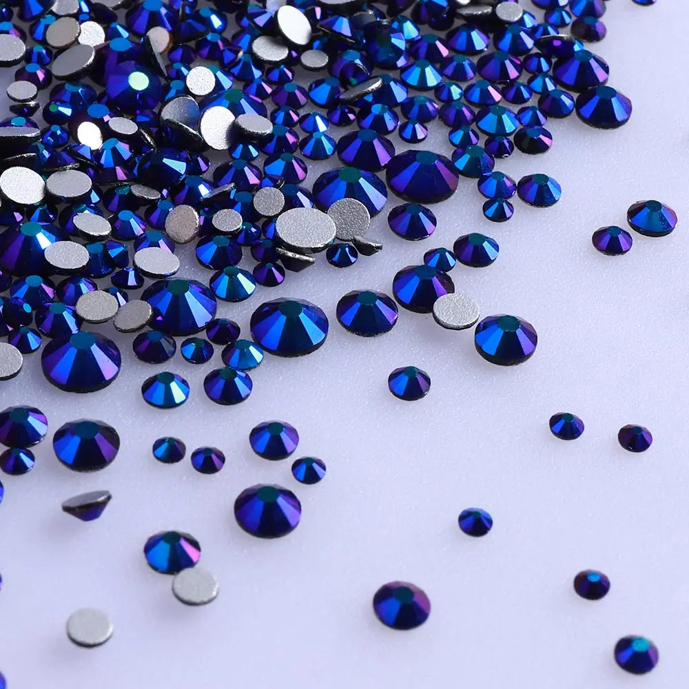 Wholesale 100 Colors Ss4-ss20 Mix Size Strass Crystal Rhinestones Non Hotfix Round Glass Stones Glue on Nail Gems Decoration