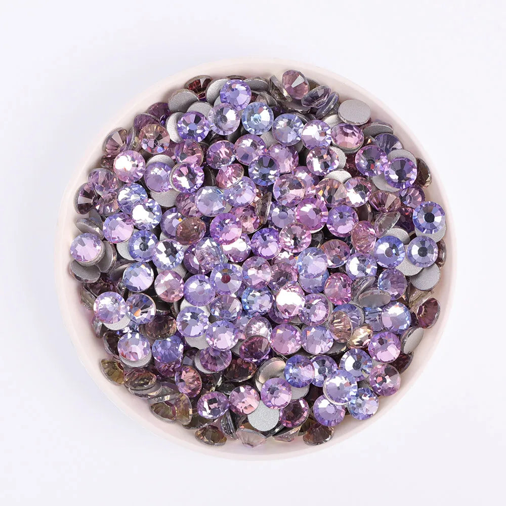 Top Selling High  Grade 1440pcs Phantom Violet Crystal Rhinestones Nail Charms Diamond Glass Rhinestones Flat Back for Jewelry