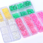 QIYI Wholesale Rhinestones Bulk 6 Grid Box Mocha SS6-SS20 Nail Charms Glass Crystal Manicure Accessories Nail Art