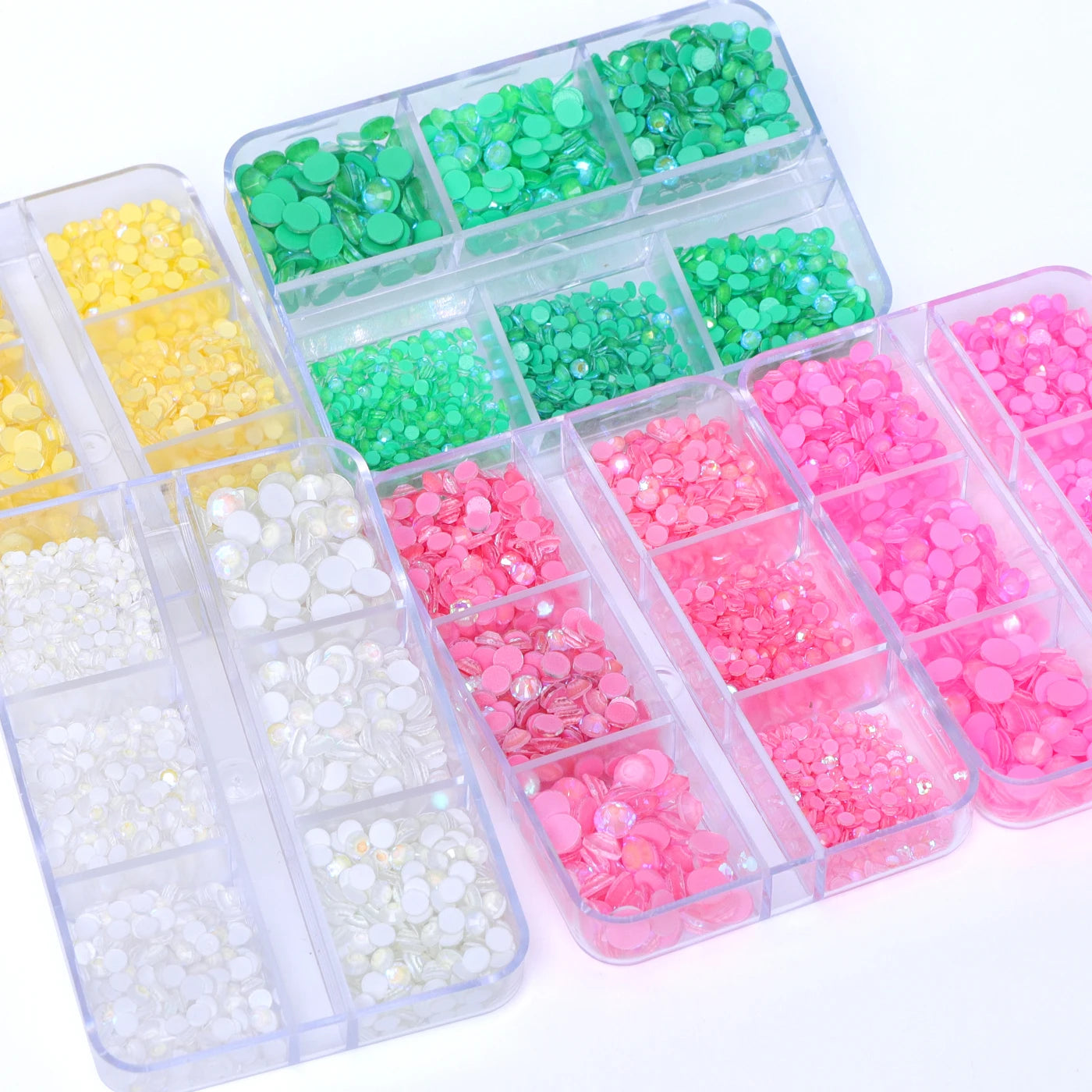 QIYI Wholesale Rhinestones Bulk 6 Grid Box Mocha SS6-SS20 Nail Charms Glass Crystal Manicure Accessories Nail Art