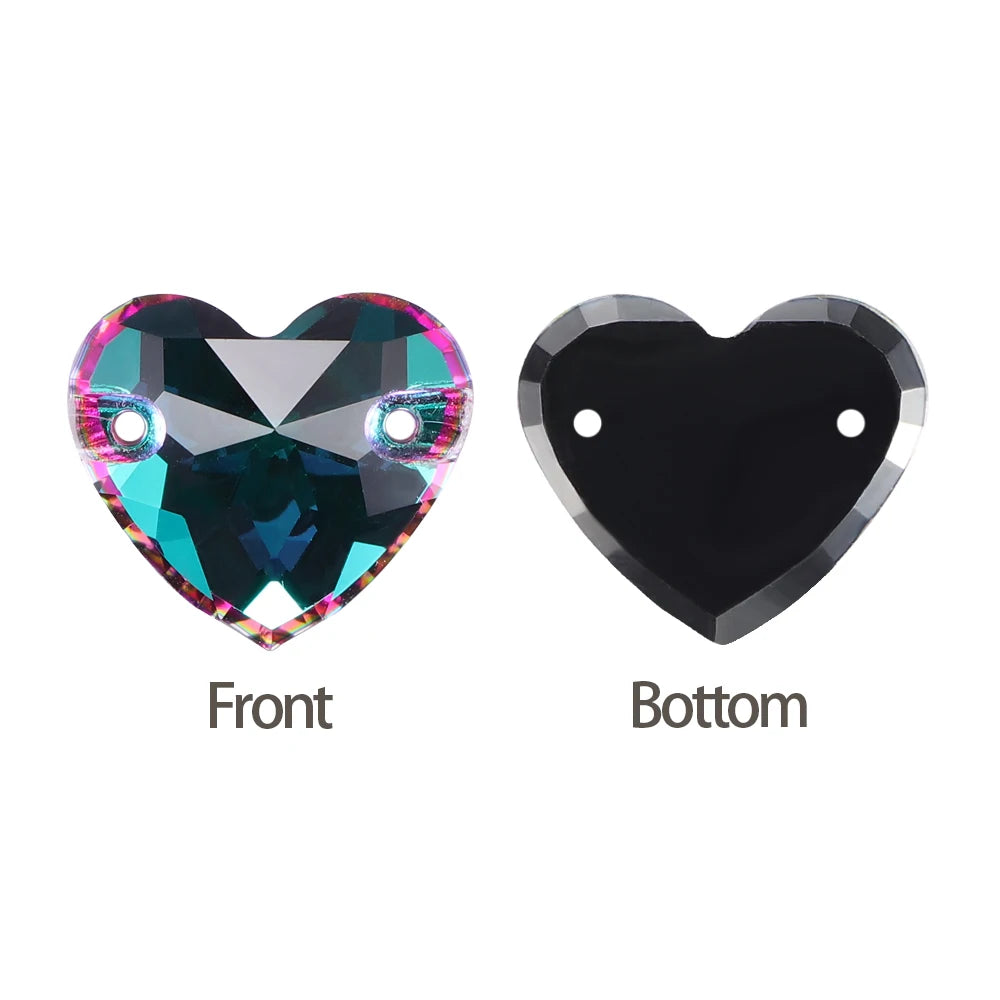 QIYI Factory Direct Wholesale Popular Fashion Design Bright Pure Versatile Minimalist Heart Shape Sew-on Rhinestones  3259