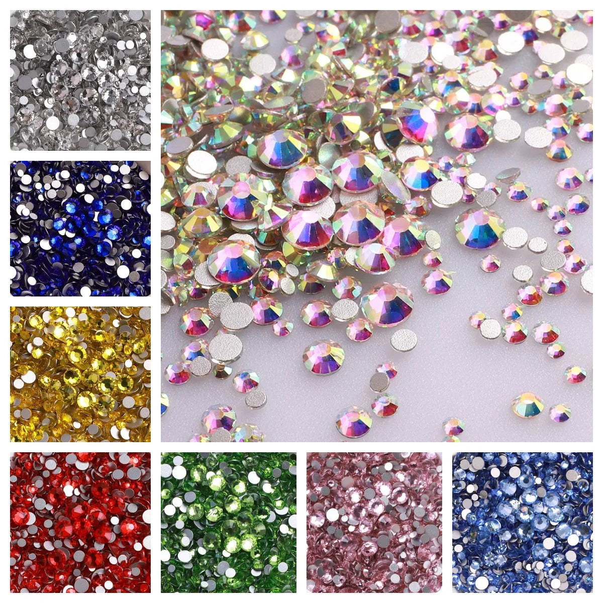 Wholesale Custom Ss4-ss20 Mix Size Rhinestone Non Hotfix Flat Back Rhinestones Bulk Crystal for Nair Art Decoration