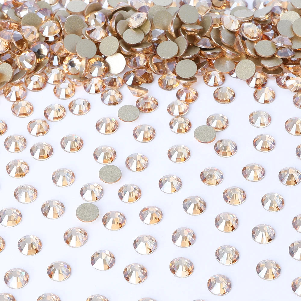Wholesale 14400pcs Glass Crystal Glue on Rhinestones Bulk Non Hotfix Flatback Rhinestones for Wedding Accessories