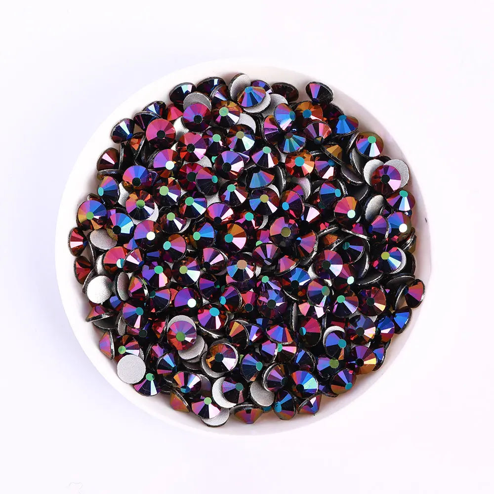 Purple 30Kinds Colors 2024 Ready Stock New Colors Wholesale Rhinestone Non Hotfix Flat Back Crystal Glass  for DIY Nail Clothing